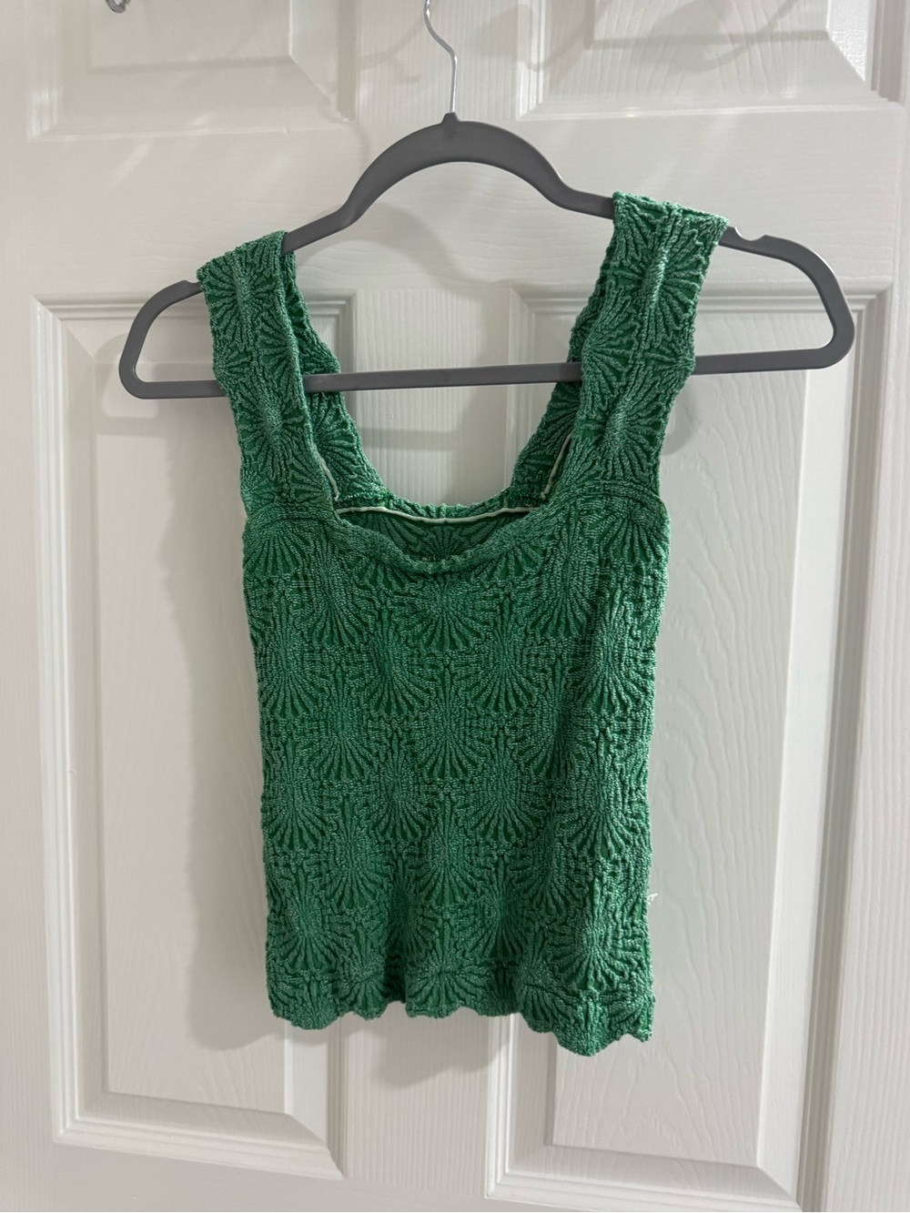 Free People Emerald Green Textured Square-Neck Tank
